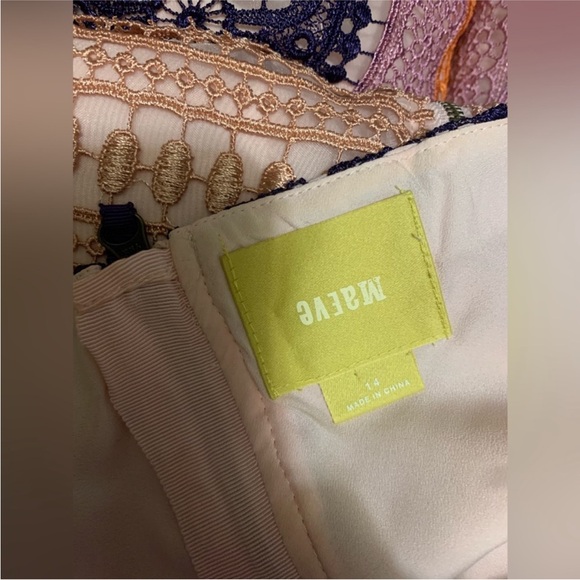 Anthropologie Maeve Summer Cottage Dress Lace Size 14 Pink Peach Purple - Picture 4 of 10